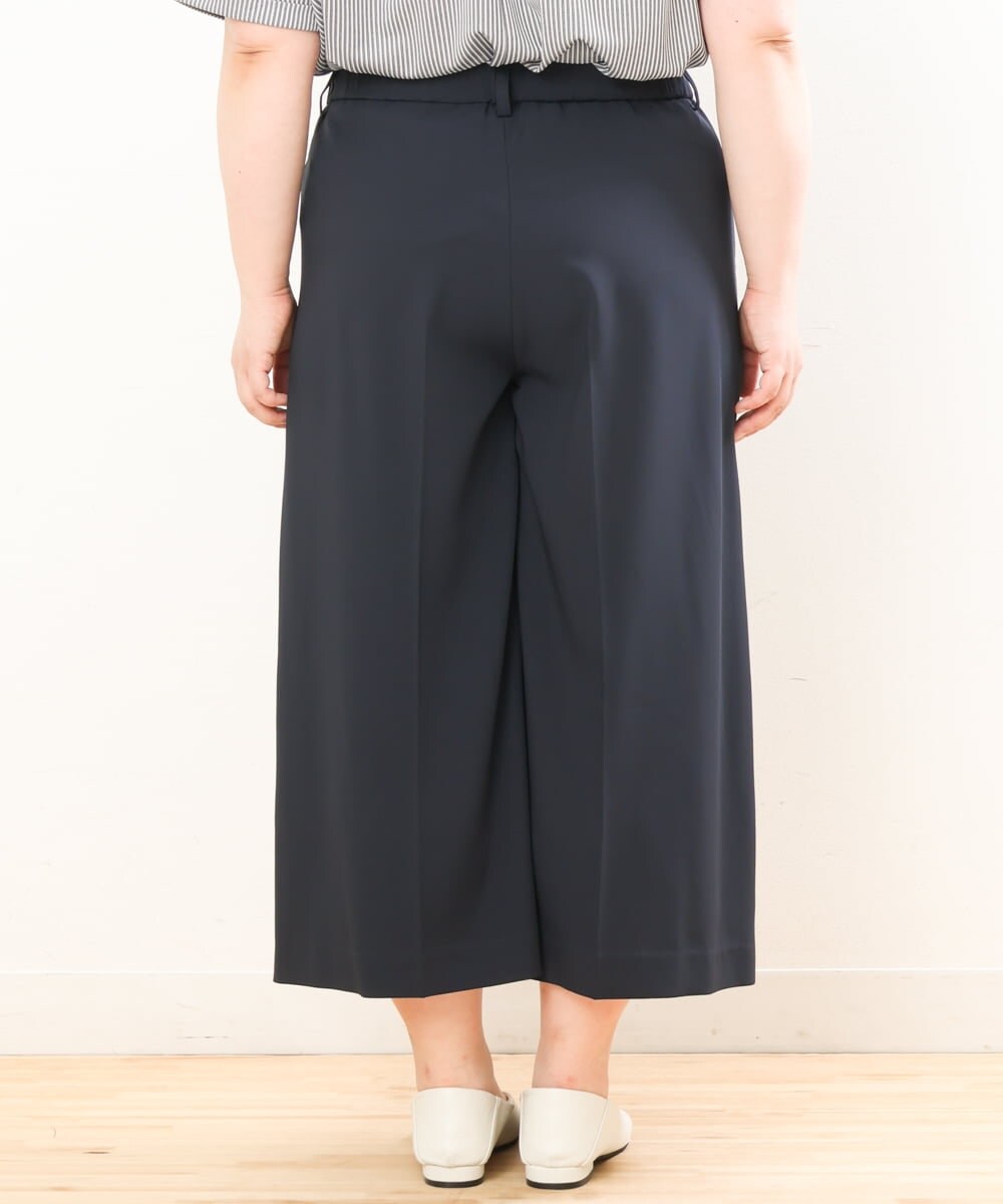 OLLGS43090 eur3(エウルキューブ) 【大きいサイズ/接触冷感】洗えるセンタープレスワイドパンツ ネイビー(57)