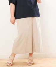 OLLGS43090 eur3(エウルキューブ) 【大きいサイズ/接触冷感】洗えるセンタープレスワイドパンツ ベージュ(82)