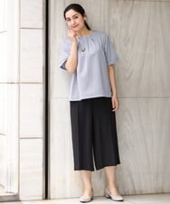 OLLGS43090 eur3(エウルキューブ) 【大きいサイズ/接触冷感】洗えるセンタープレスワイドパンツ ブラック(94)