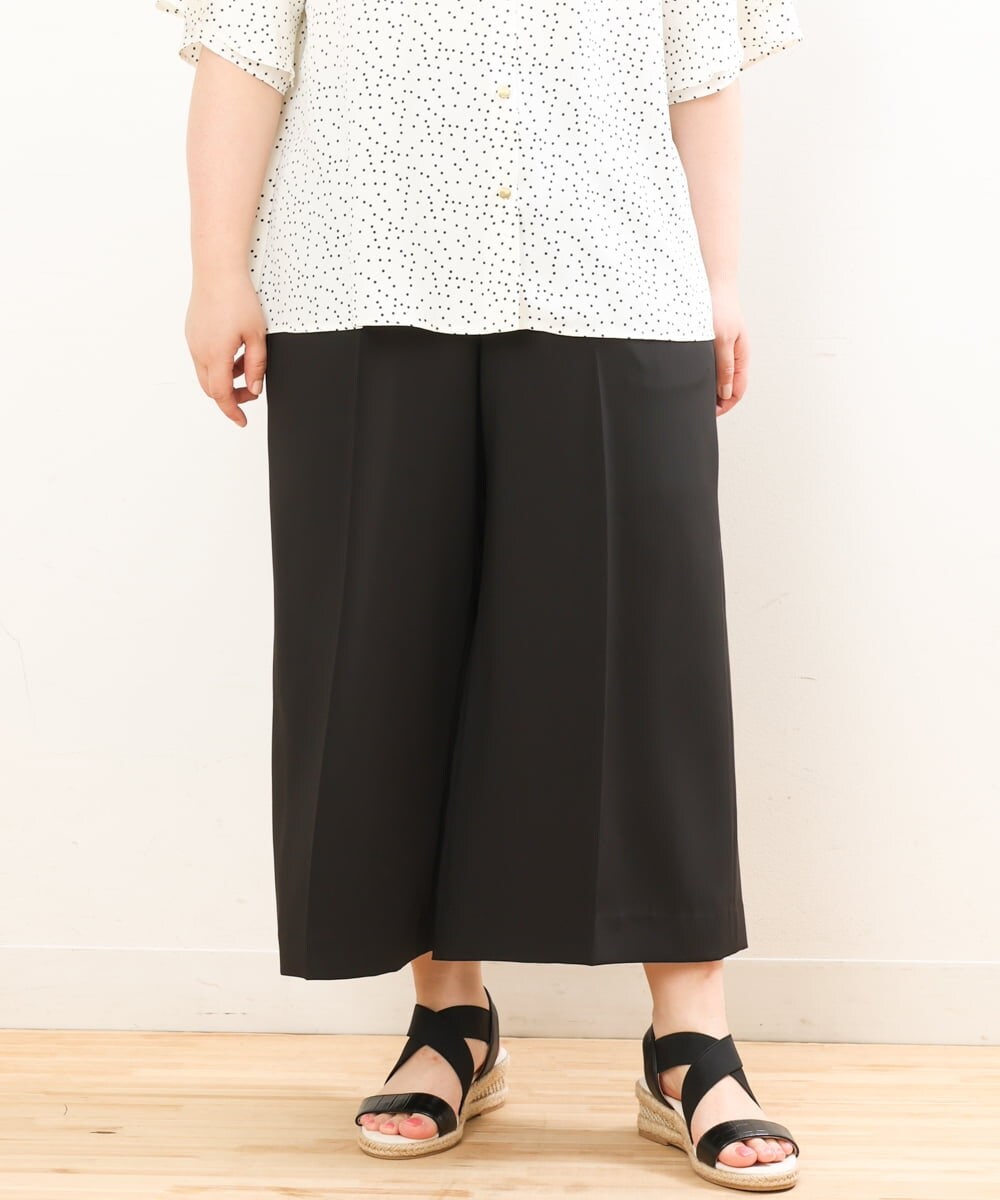 OLLGS43090 eur3(エウルキューブ) 【大きいサイズ/接触冷感】洗えるセンタープレスワイドパンツ ブラック(94)