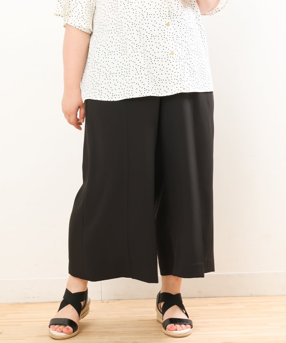 OLLGS43090 eur3(エウルキューブ) 【大きいサイズ/接触冷感】洗えるセンタープレスワイドパンツ ブラック(94)
