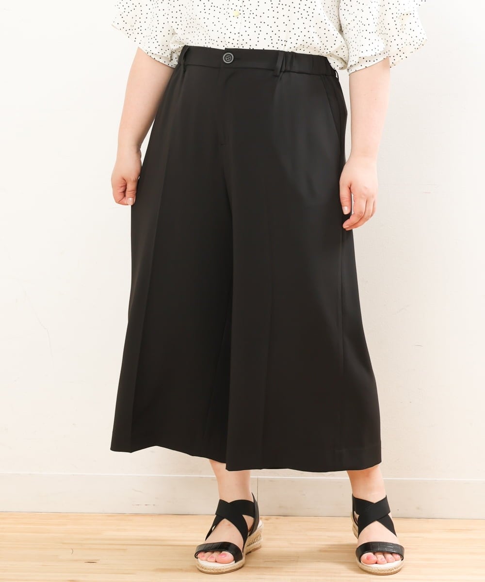 OLLGS43090 eur3(エウルキューブ) 【大きいサイズ/接触冷感】洗えるセンタープレスワイドパンツ ブラック(94)