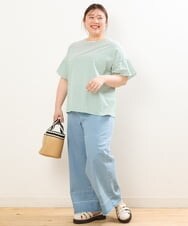 OLLGS44090 eur3(エウルキューブ) 【大きいサイズ】ストレッチワイドデニム ブルー(55)