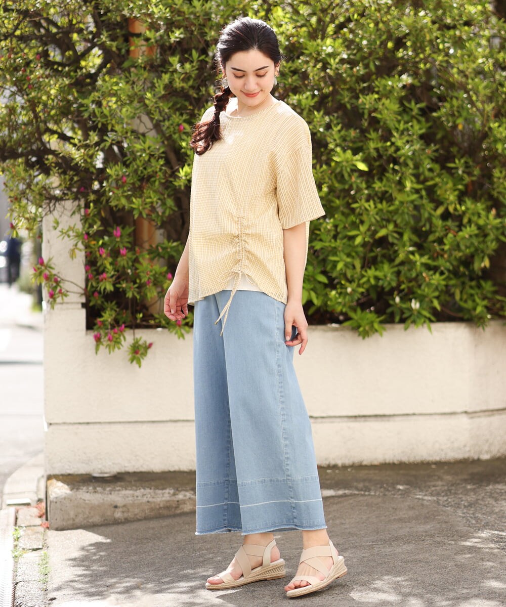 OLLGS44090 eur3(エウルキューブ) 【大きいサイズ】ストレッチワイドデニム ブルー(55)
