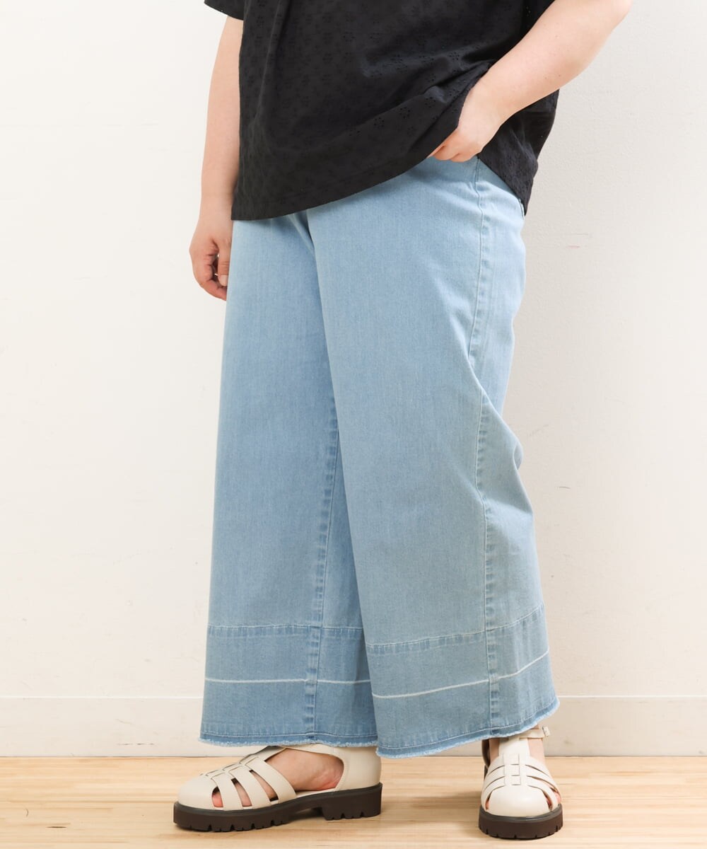 OLLGS44090 eur3(エウルキューブ) 【大きいサイズ】ストレッチワイドデニム ブルー(55)