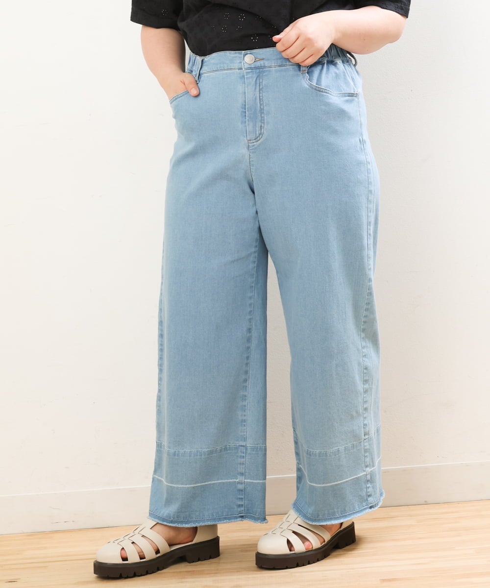 OLLGS44090 eur3(エウルキューブ) 【大きいサイズ】ストレッチワイドデニム ブルー(55)