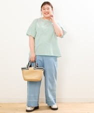 OLLGS44090 eur3(エウルキューブ) 【大きいサイズ】ストレッチワイドデニム ブルー(55)