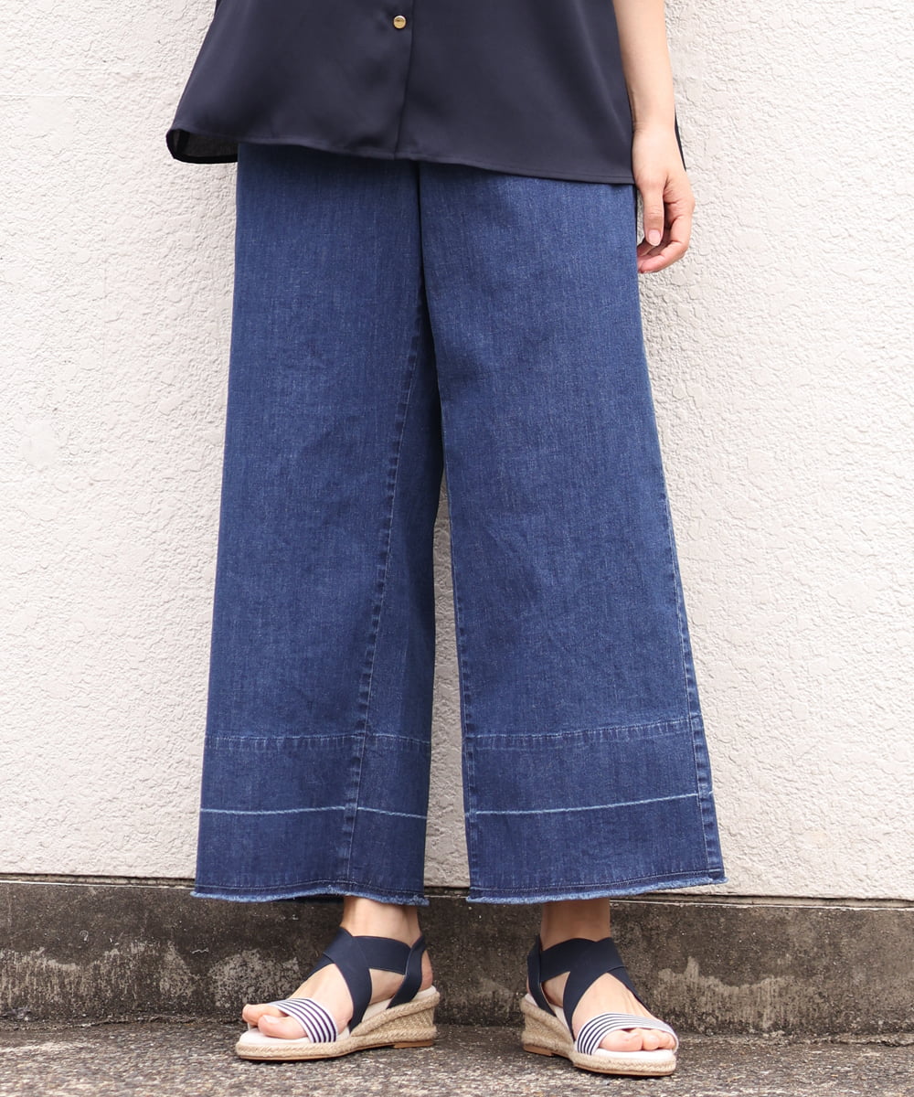OLLGS44090 eur3(エウルキューブ) 【大きいサイズ】ストレッチワイドデニム ネイビー(57)