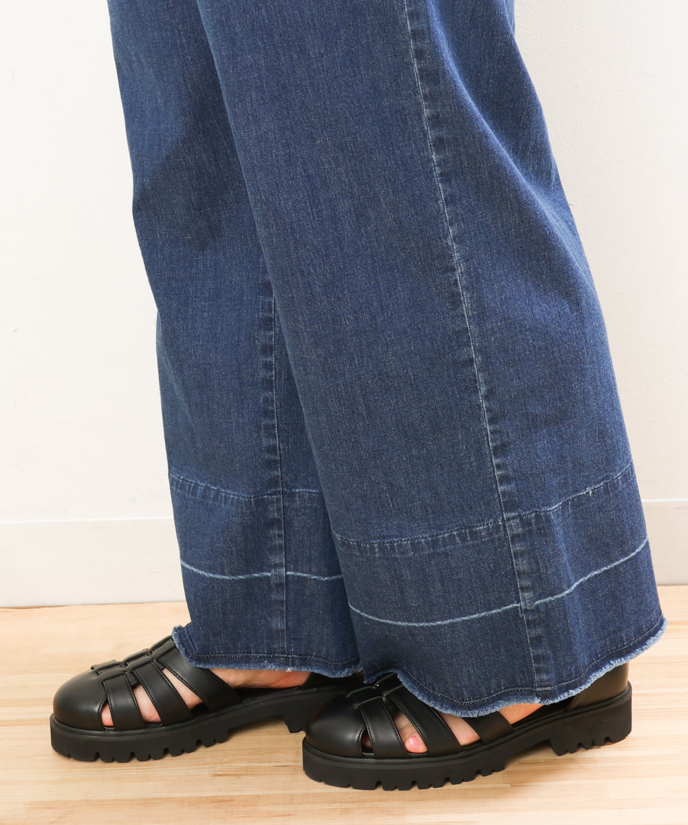 OLLGS44090 eur3(エウルキューブ) 【大きいサイズ】ストレッチワイドデニム ネイビー(57)