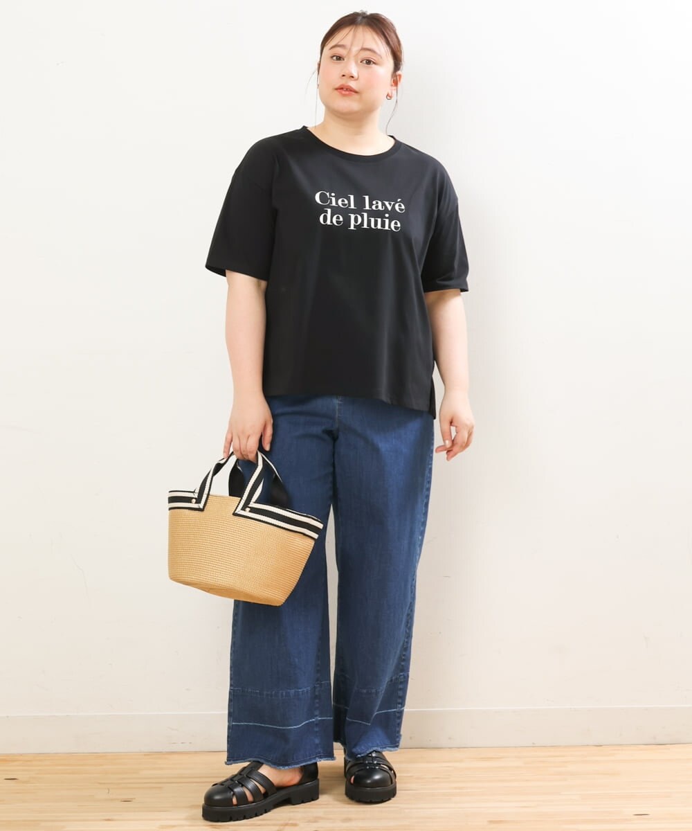 OLLGS44090 eur3(エウルキューブ) 【大きいサイズ】ストレッチワイドデニム ネイビー(57)