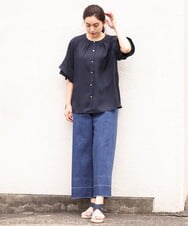 OLLGS44090 eur3(エウルキューブ) 【大きいサイズ】ストレッチワイドデニム ネイビー(57)