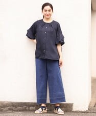 OLLGS44090 eur3(エウルキューブ) 【大きいサイズ】ストレッチワイドデニム ネイビー(57)