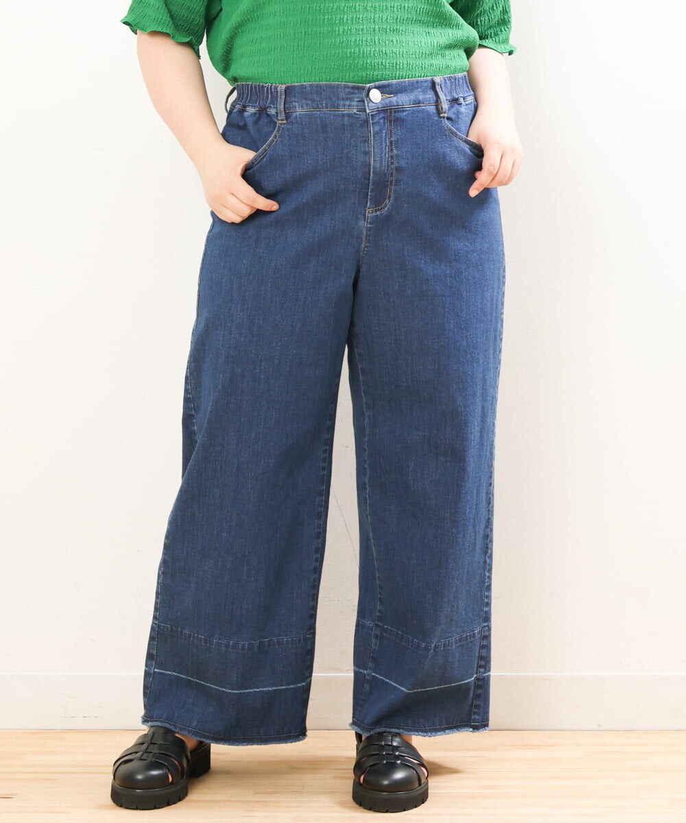 OLLGS44090 eur3(エウルキューブ) 【大きいサイズ】ストレッチワイドデニム ネイビー(57)