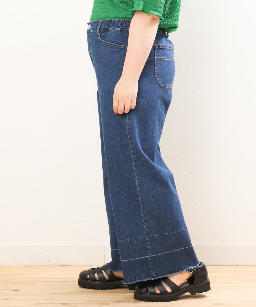 OLLGS44090 eur3(エウルキューブ) 【大きいサイズ】ストレッチワイドデニム ネイビー(57)