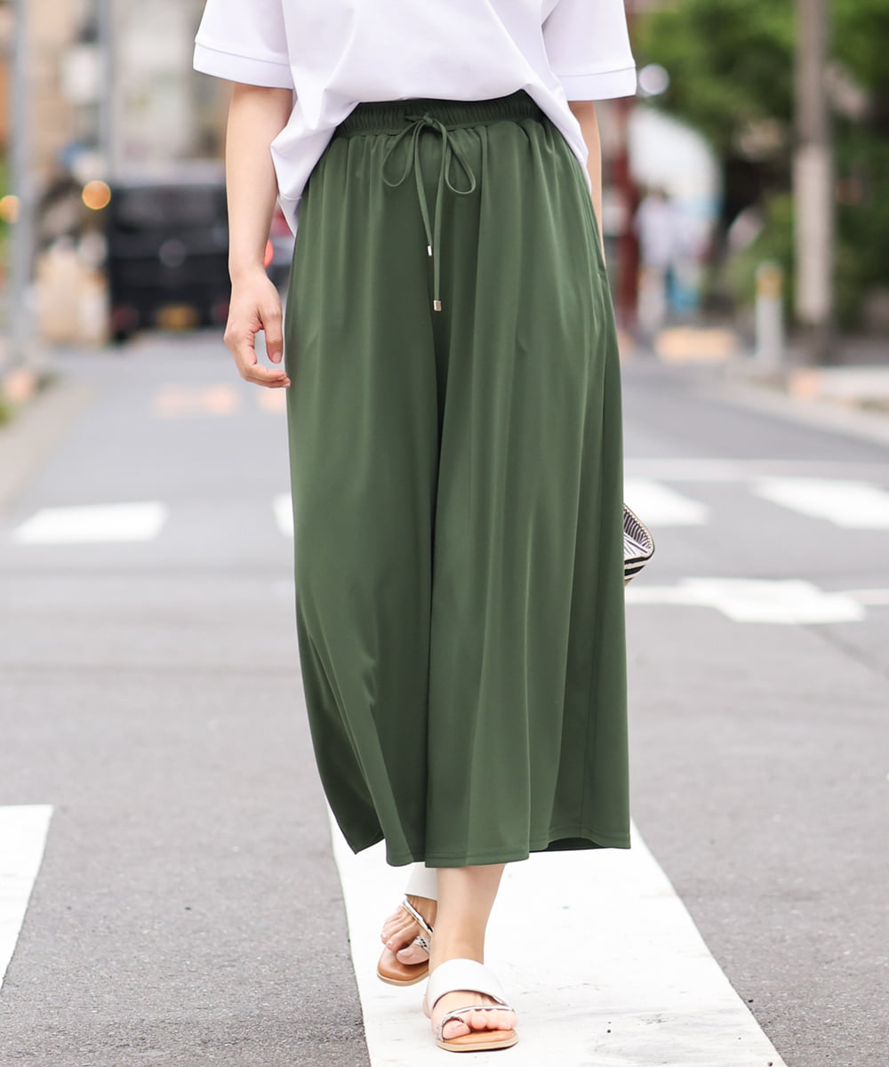OLLGS48080 eur3(エウルキューブ) 【大きいサイズ/セットアップ対応】ジャージーワイドパンツ カーキ(36)