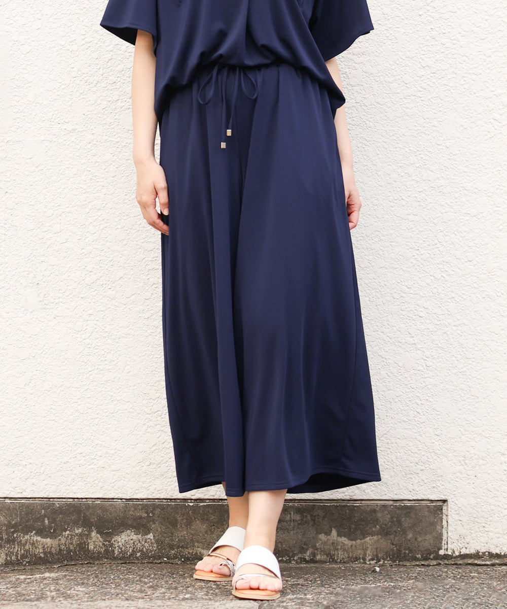 OLLGS48080 eur3(エウルキューブ) 【大きいサイズ/セットアップ対応】ジャージーワイドパンツ ネイビー(57)
