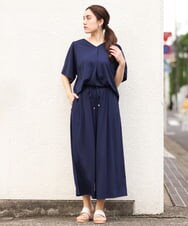 OLLGS48080 eur3(エウルキューブ) 【大きいサイズ/セットアップ対応】ジャージーワイドパンツ ネイビー(57)