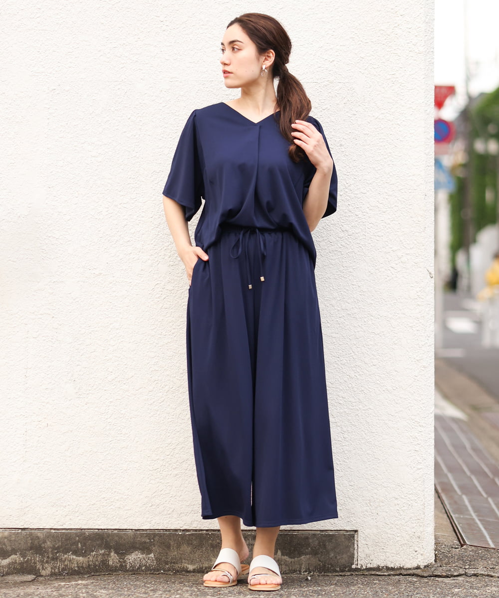 OLLGS48080 eur3(エウルキューブ) 【大きいサイズ/セットアップ対応】ジャージーワイドパンツ ネイビー(57)