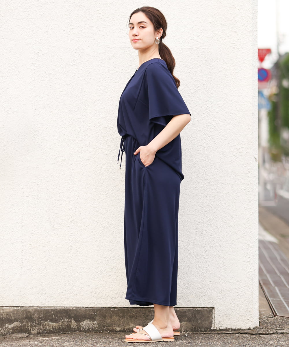 OLLGS48080 eur3(エウルキューブ) 【大きいサイズ/セットアップ対応】ジャージーワイドパンツ ネイビー(57)