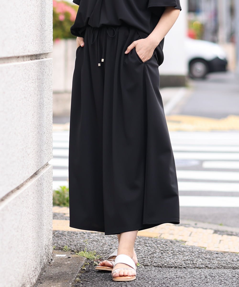 OLLGS48080 eur3(エウルキューブ) 【大きいサイズ/セットアップ対応】ジャージーワイドパンツ ブラック(94)