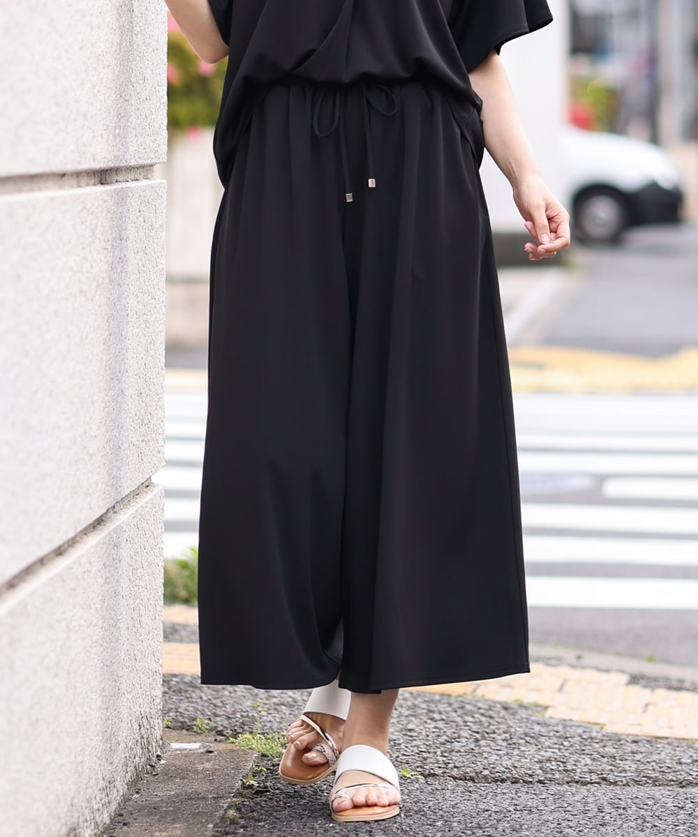 OLLGS48080 eur3(エウルキューブ) 【大きいサイズ/セットアップ対応】ジャージーワイドパンツ ブラック(94)