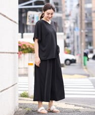 OLLGS48080 eur3(エウルキューブ) 【大きいサイズ/セットアップ対応】ジャージーワイドパンツ ブラック(94)