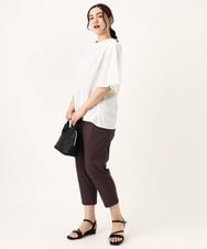 OLLGV10089 eur3(エウルキューブ) 【シリーズ累計販売1万5千枚！】【大きいサイズ/接触冷感】さらさらストレッチカットレングステーパードパンツ ブラウン(87)