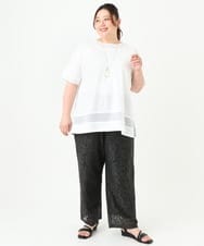 OLLGV17089 eur3(エウルキューブ) 【大きいサイズ】ストレッチレースパンツ ブラック(94)