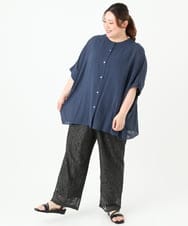 OLLGV17089 eur3(エウルキューブ) 【大きいサイズ】ストレッチレースパンツ ブラック(94)