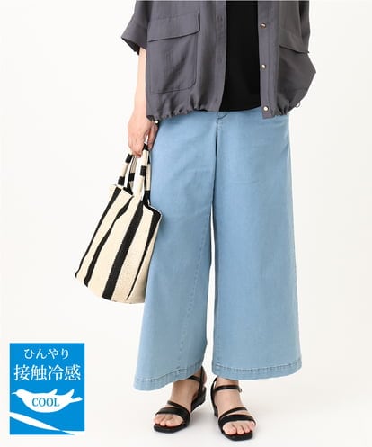 OLLGV20099 eur3 【大きいサイズ/接触冷感】ワイドデニムパンツ