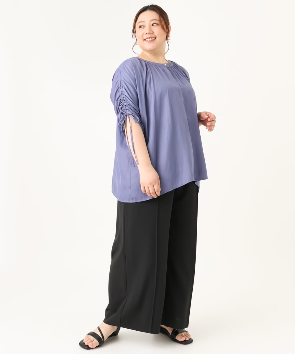 OLLGV25119 eur3(エウルキューブ) 【大きいサイズ】センタープレスワイドパンツ ブラック(94)