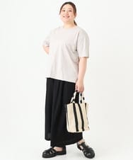 OLLGV27099 eur3(エウルキューブ) 【大きいサイズ】レーヨン麻ワイドパンツ ブラック(94)