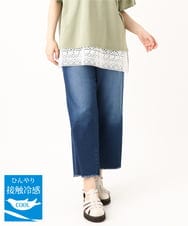 OLLGV28099 eur3(エウルキューブ) 【大きいサイズ/接触冷感】ワイドストレートデニム ブルー(55)