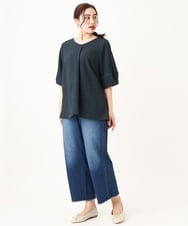 OLLGV28099 eur3(エウルキューブ) 【大きいサイズ/接触冷感】ワイドストレートデニム ブルー(55)