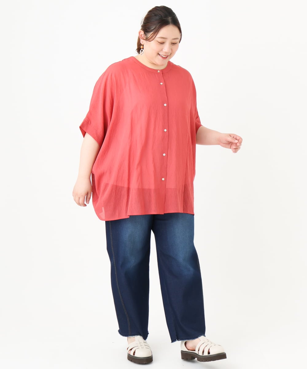 OLLGV28099 eur3(エウルキューブ) 【大きいサイズ/接触冷感】ワイドストレートデニム ネイビー(57)
