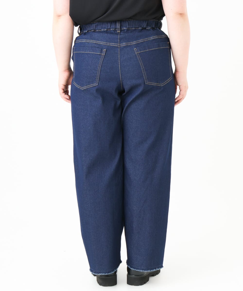 OLLGV28099 eur3(エウルキューブ) 【大きいサイズ/接触冷感】ワイドストレートデニム ネイビー(57)