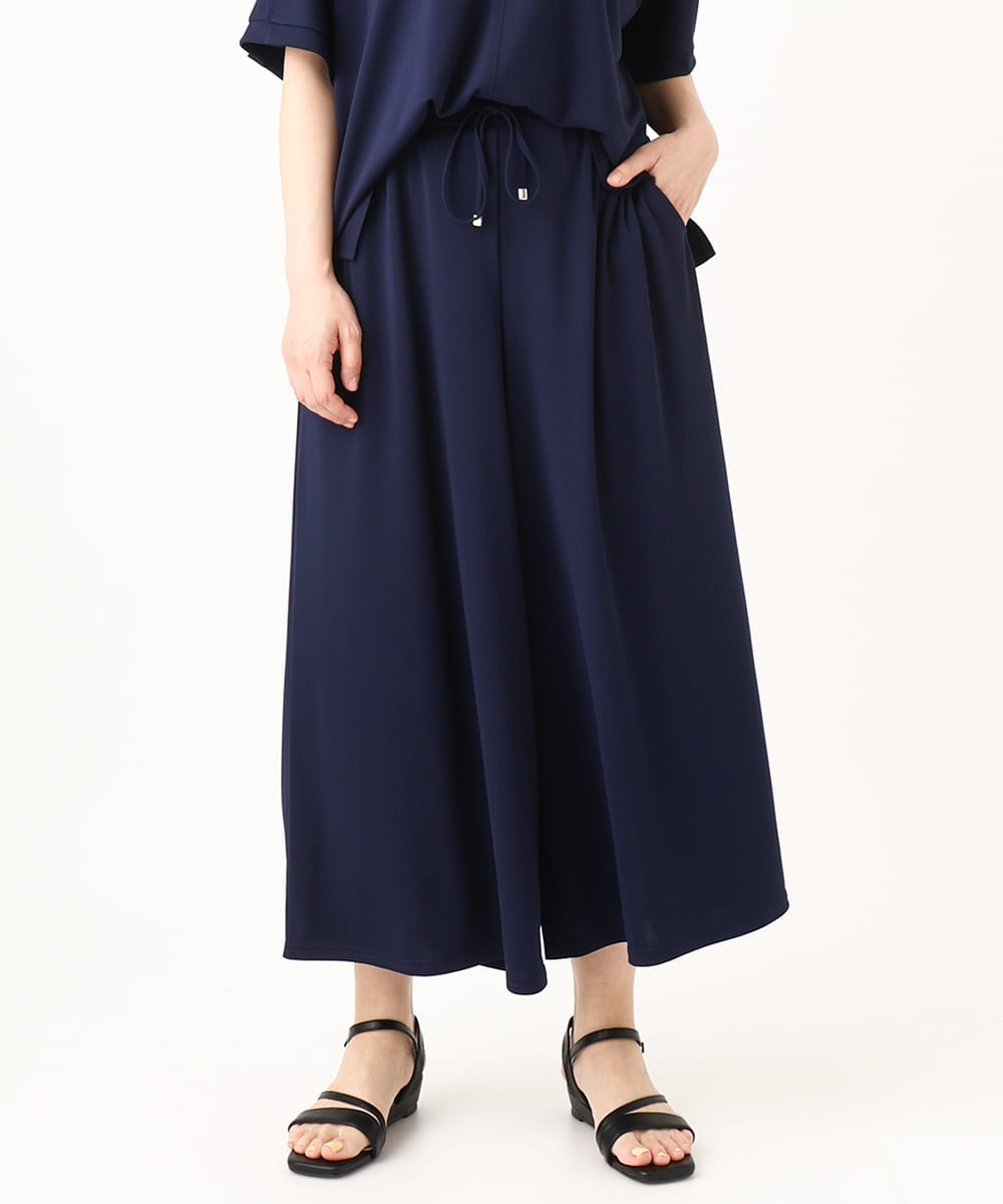OLLGV29089 eur3(エウルキューブ) 【大きいサイズ/接触冷感/セットアップ対応】ジャージーワイドパンツ ネイビー(57)