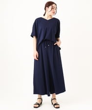 OLLGV29089 eur3(エウルキューブ) 【大きいサイズ/接触冷感/セットアップ対応】ジャージーワイドパンツ ネイビー(57)