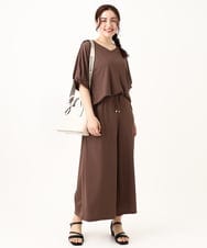 OLLGV29089 eur3(エウルキューブ) 【大きいサイズ/接触冷感/セットアップ対応】ジャージーワイドパンツ モカ(84)