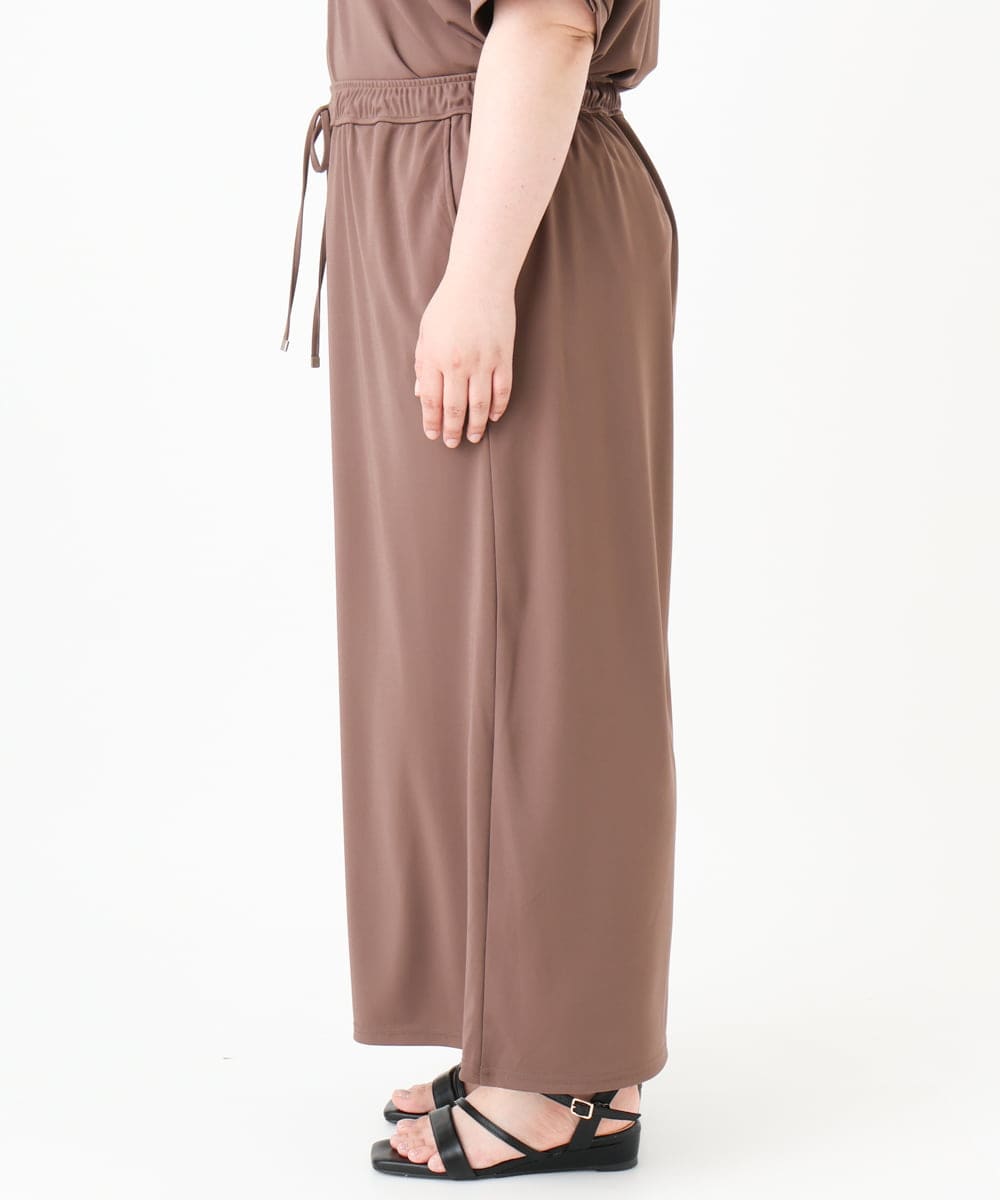 OLLGV29089 eur3(エウルキューブ) 【大きいサイズ/接触冷感/セットアップ対応】ジャージーワイドパンツ モカ(84)