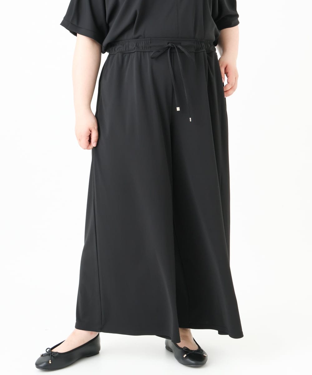 OLLGV29089 eur3(エウルキューブ) 【大きいサイズ/接触冷感/セットアップ対応】ジャージーワイドパンツ ブラック(94)
