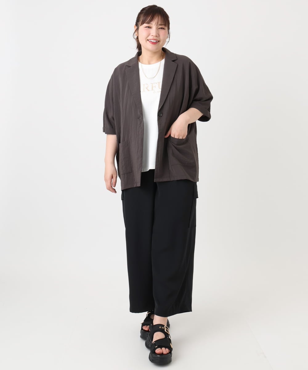 OLLHA31119 eur3(エウルキューブ) 【WEB先行販売】【大きいサイズ】カーゴパンツ ブラック(94)
