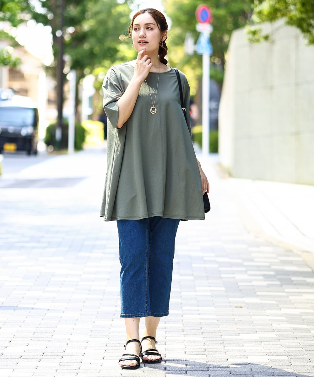 OLLHA33089 eur3(エウルキューブ) 【追加販売】【大きいサイズ/接触冷感】ストレッチデニムパンツ ブルー(55)