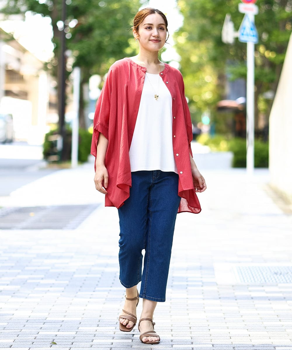 OLLHA33089 eur3(エウルキューブ) 【追加販売】【大きいサイズ/接触冷感】ストレッチデニムパンツ ブルー(55)