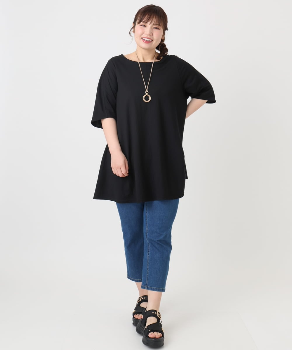 OLLHA33089 eur3(エウルキューブ) 【追加販売】【大きいサイズ/接触冷感】ストレッチデニムパンツ ブルー(55)