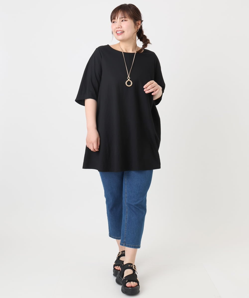 OLLHA33089 eur3(エウルキューブ) 【追加販売】【大きいサイズ/接触冷感】ストレッチデニムパンツ ブルー(55)