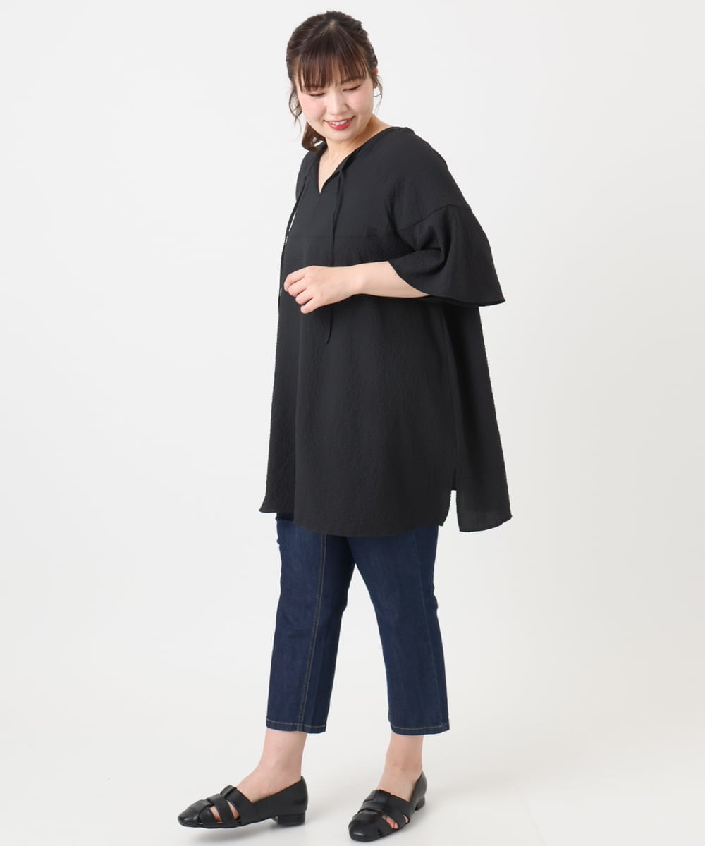 OLLHA33089 eur3(エウルキューブ) 【追加販売】【大きいサイズ/接触冷感】ストレッチデニムパンツ ネイビー(57)