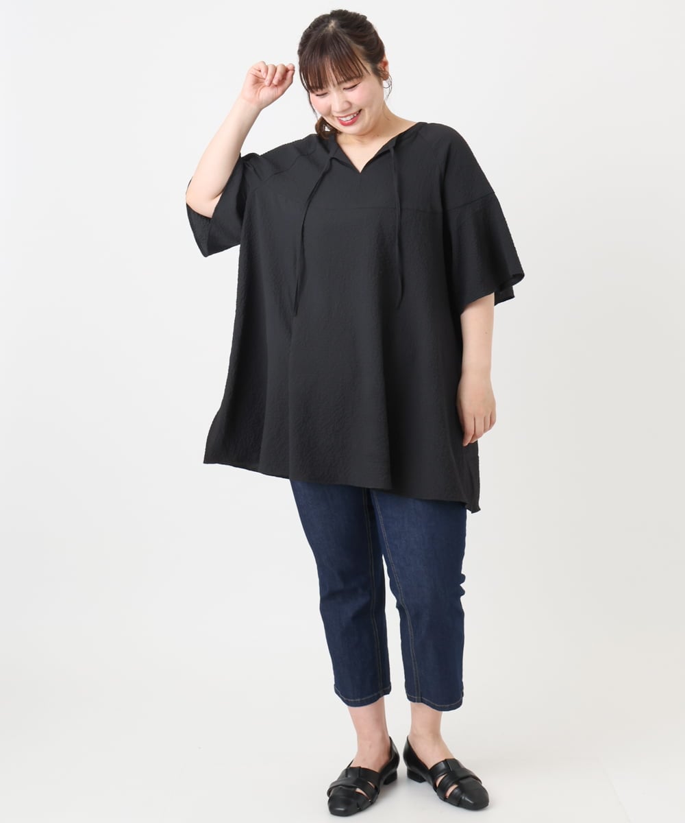 OLLHA33089 eur3(エウルキューブ) 【追加販売】【大きいサイズ/接触冷感】ストレッチデニムパンツ ネイビー(57)
