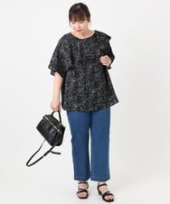 OLLHA36099 eur3(エウルキューブ) 【WEB先行販売】【大きいサイズ/接触冷感】ストレッチストレートデニム ブルー(55)