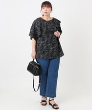 OLLHA36099 eur3(エウルキューブ) 【WEB先行販売】【大きいサイズ/接触冷感】ストレッチストレートデニム ブルー(55)